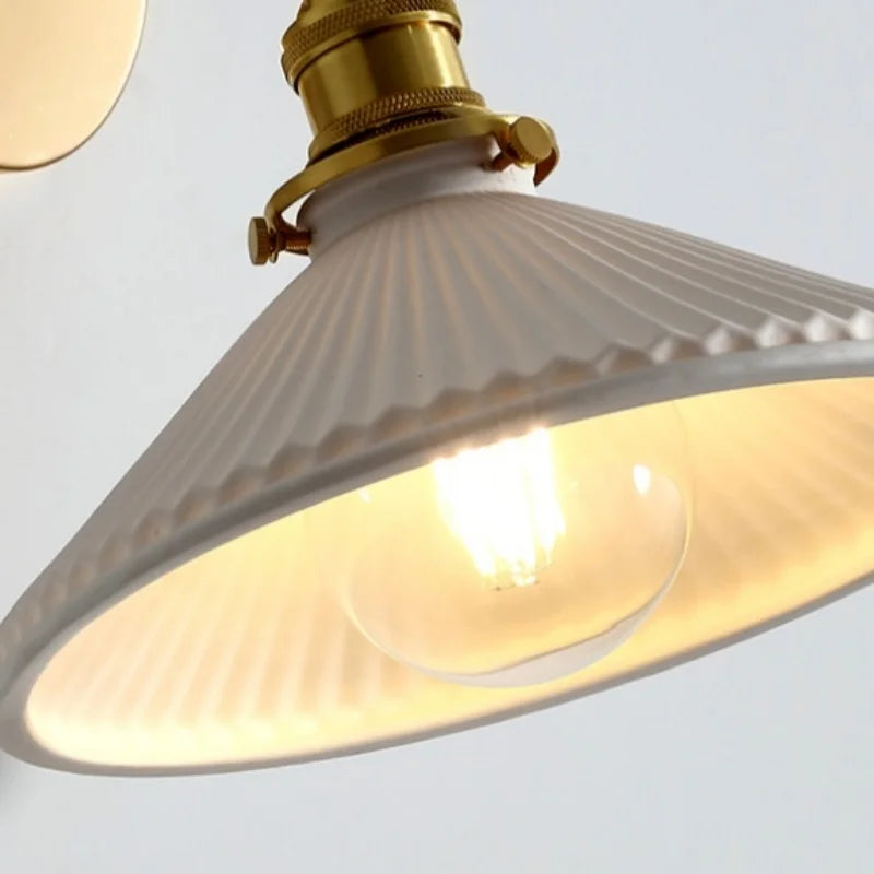 Ceramic Canopy LED Wall Sconce Modern Bedroom Light Fixture