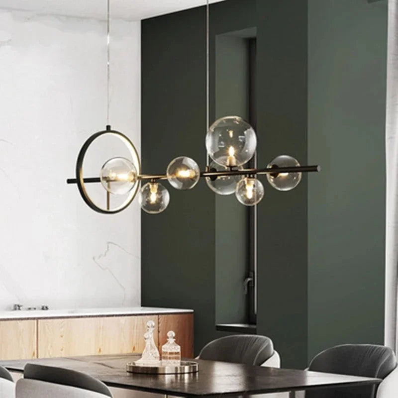 Glass Ball LED Chandelier: Modern Nordic Style for Living, Dining, Kitchen, Study