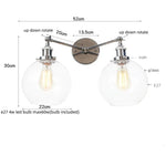 Retro LED Wall Light with Pull Chain Switch, 2 Heads Sconce for Living Room
