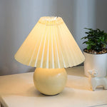 Nordic Ceramics Table Lamp - Modern Desk Light with Pleated Lampshade for Cozy Home Lighting