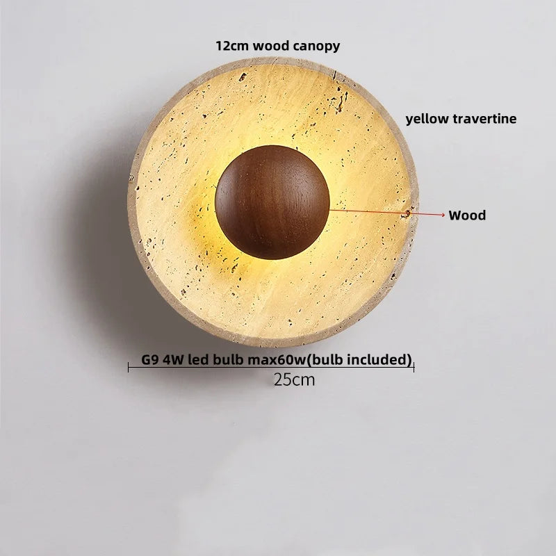 Wabi Sabi LED Wall Sconce, Pull Chain, Rotate Wood Mirror Light