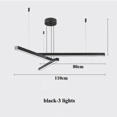 Modern Gold Black Led Pendant Lights, Dimmable, L80cm, Aluminium, Dining Room Hanging Lamp