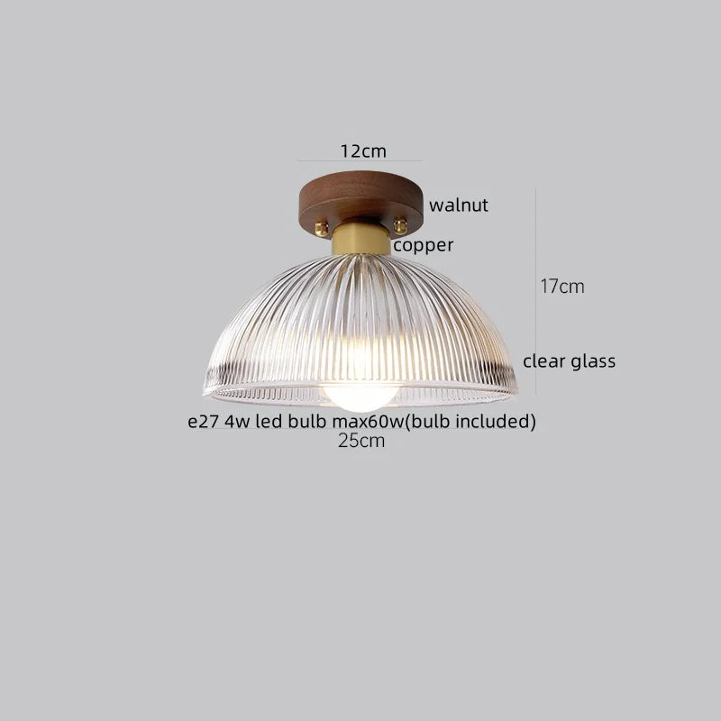Wood Glass LED Ceiling Lamp Modern Kitchen Living Room Light Fixture