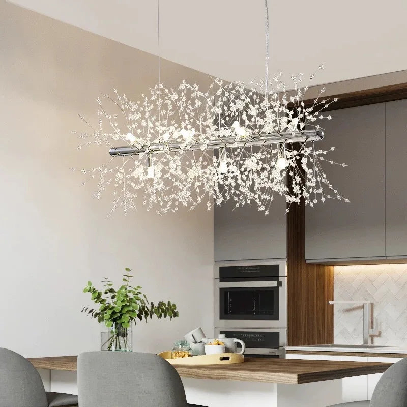 Dandelion Crystal Ceiling Lamp Chandelier for Bedroom Dining Room Kitchen Island