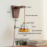 Modern Walnut Copper LED Wall Light for Bedroom Living Room Restaurant