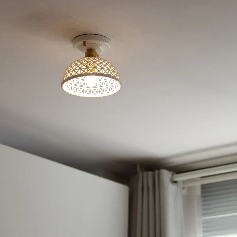 Ceramic LED Ceiling Lamp Indoor Lighting Semi-Circular Light Fixture