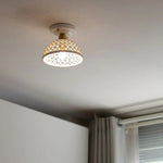 Ceramic LED Ceiling Lamp Indoor Lighting Semi-Circular Light Fixture