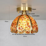 Copper Canopy LED Ceiling Light Glass Crystal Nordic Modern Decor for Home