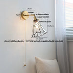 Rotatable Flower Glass LED Wall Sconce with Pull Chain Switch for Home Decor