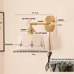 LED Ceramic Wall Lamp - Pull Chain Switch, Rotating Up Down Light