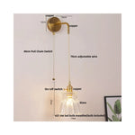 Clear Glass LED Wall Lamp Pull Chain Switch Modern Luxury Home Decor