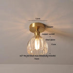 Green Flower Glass Copper Ceiling Light - Nordic Modern LED, Living Room Bedroom Hallway Fixtures