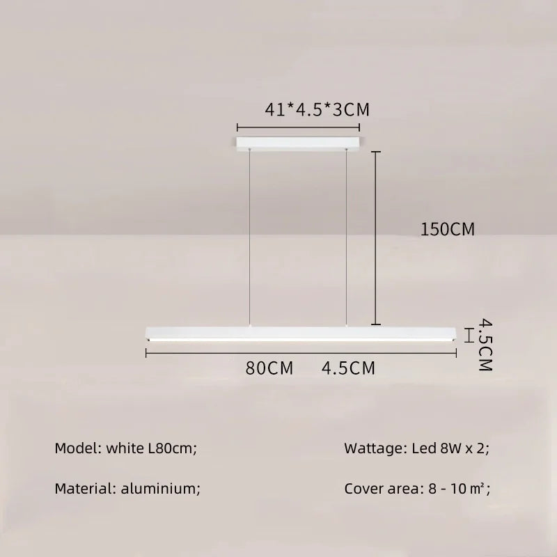 Modern Straight Pendant LED Light - Minimalist Painted Aluminium Chandelier