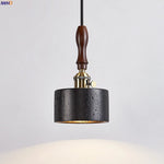 LED Pendant Lights Black Travertine Table Hanging Lamp for Bedroom Living Dining Room