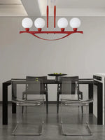 White Glass Ball Chandelier Dimmable Wooden Modern Dining Room Light