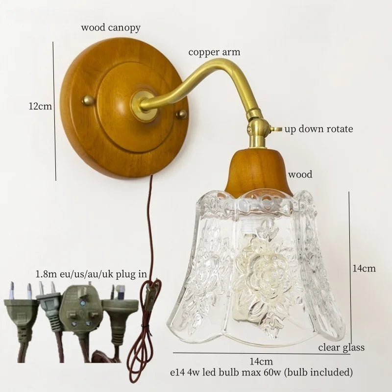 Afralia™ White Glass LED Wall Sconce - French Vintage Copper Applique Murale