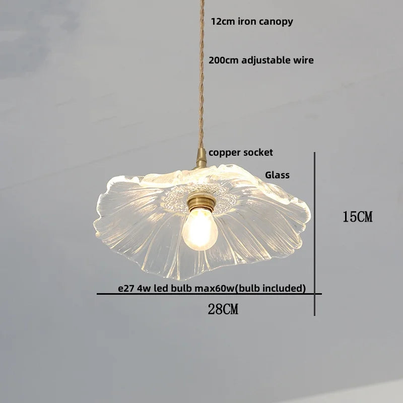 Afralia™ Amber Flower Glass Pendant Light LED Kitchen Decor Home Reading Room