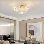 Lotus Leaf Glass Ceiling Chandelier with E14 Bulb