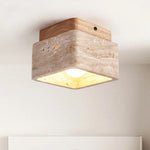 Travertine Stone Ceiling Lamp with E27 LED Bulb for Living Room