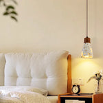 Afralia™ Terrazzo Stone LED Pendant Light - Brown Wood Wabi Sabi Decor