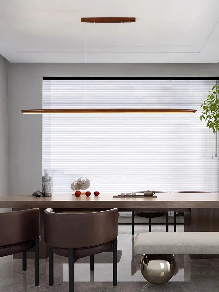 White Pine Black Walnut Wood LED Pendant Light Chandelier for Dinning Room