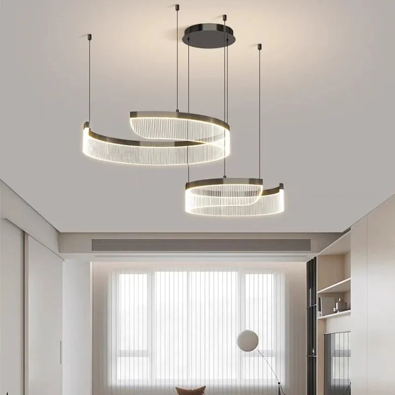 Modern Acrylic LED Semicircle Pendant Light Chandelier for Living Room and Bedroom