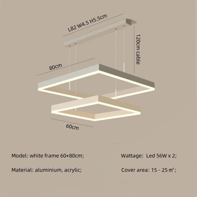 Modern Straight Pendant LED Light - Minimalist Painted Aluminium Chandelier