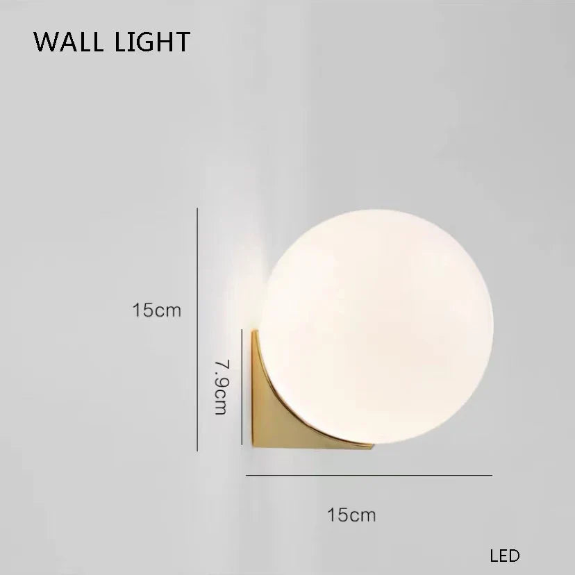 White Glass Ball Chandelier Dimmable Wooden Modern Dining Room Light
