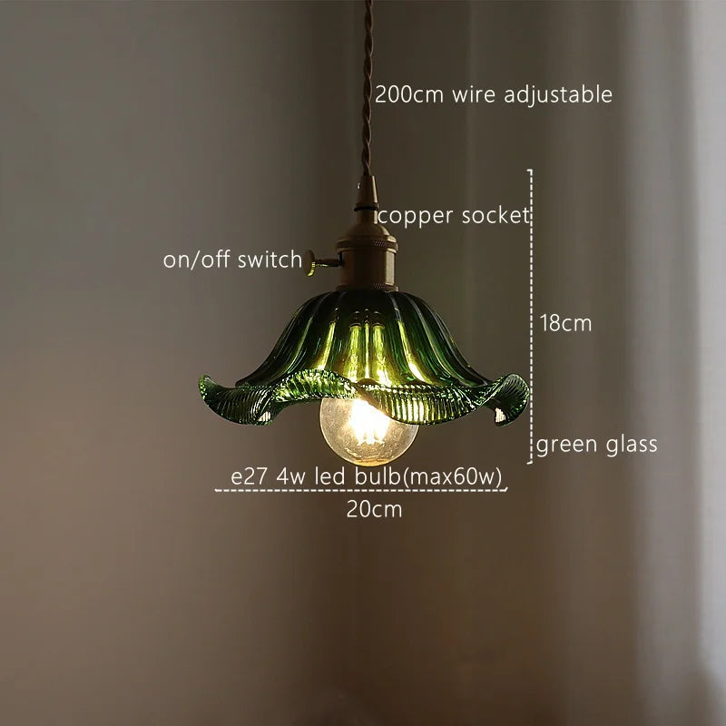 Green Stripe Glass Pendant Lamp Fixture for Home Decor & Kitchen Lighting