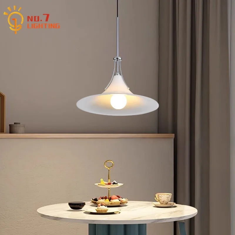 French Medieval LED Iron Art Glass Pendant Lights for Home Decor