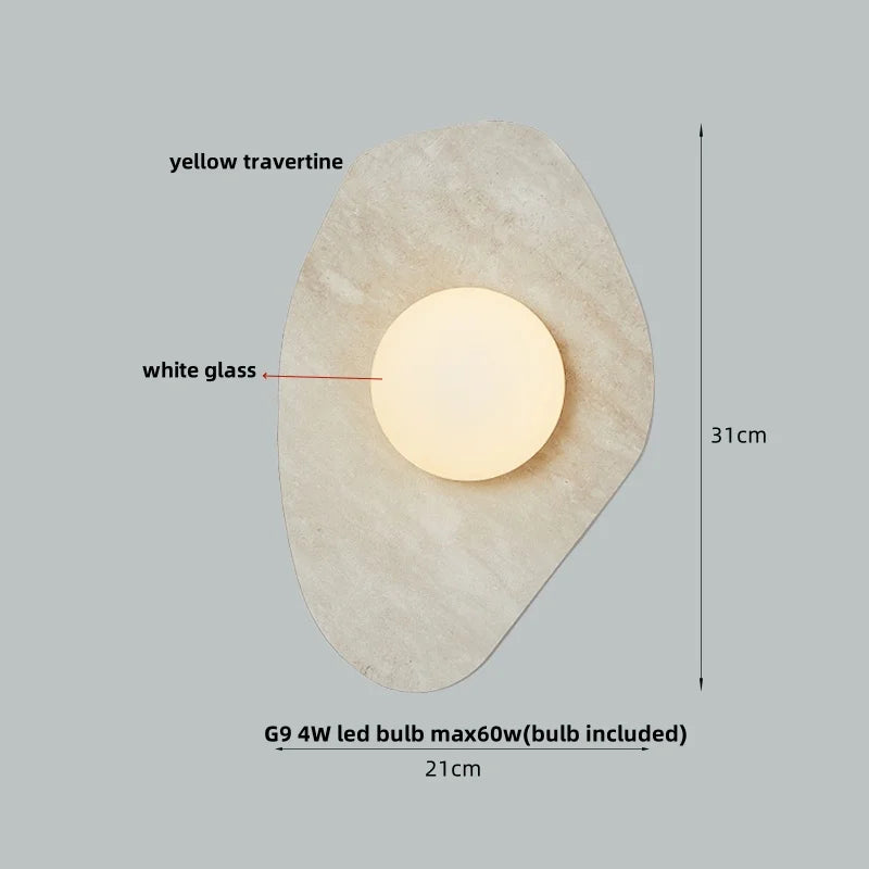 Nordic LED Wall Light White Glass Stone Bedside Lamp