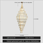 AFRALIA Crystal Large Chandelier for Villa Duplex Loft Stairs Living Room Hall.