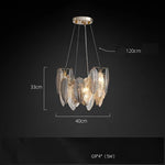 White Glass Feather LED Chandelier - Designer Oval Goose Feather Lighting