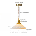 Ceramic LED Pendant Light: Modern Brass Hanging Lamp for Home Decor