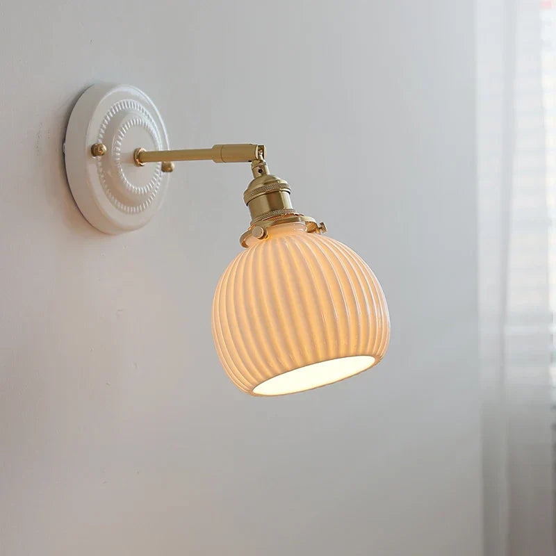 Ceramic Pumpkin LED Wall Sconce Modern Minimalist Bedroom Lighting