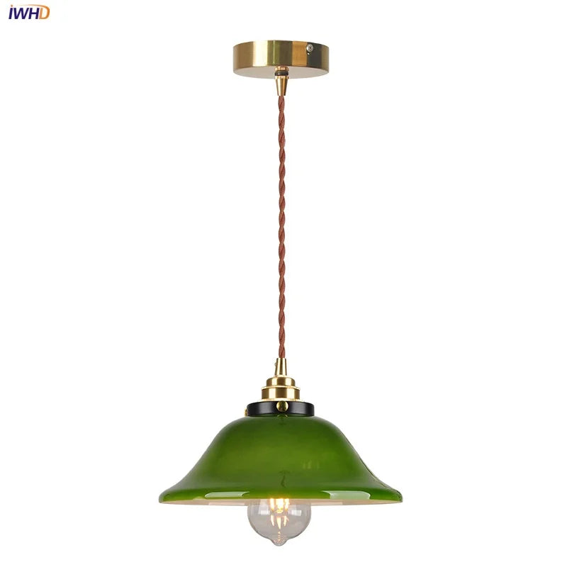 Green Glass Adjustable LED Pendant Lights for Modern Nordic Home Decor