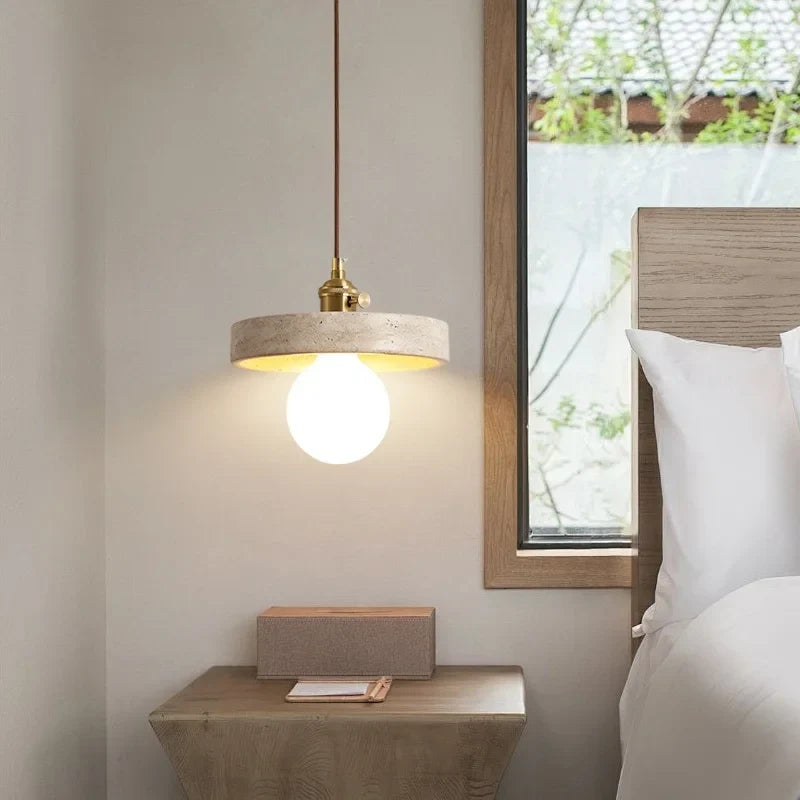 Nordic Modern LED Hanging Lamp Yellow Travertine Afralia™ Loft Living Dining Pendant Light