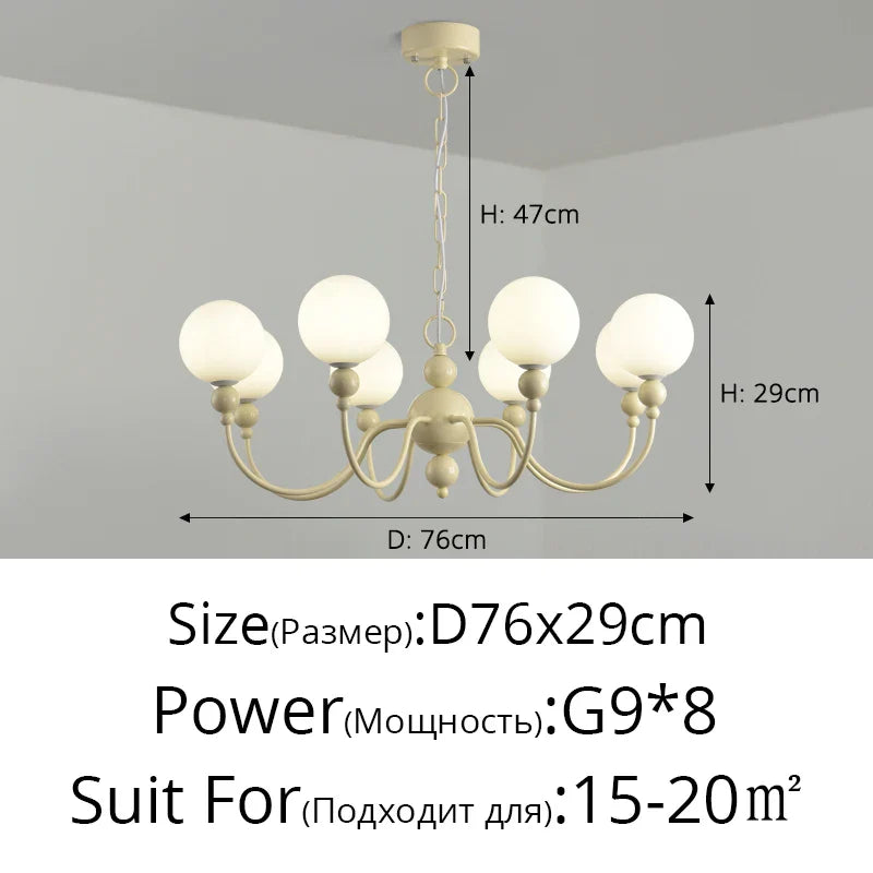 Modern Cream Green Glass Chandelier for Bedroom Living Room Kitchen