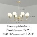 Modern Cream Green Glass Chandelier for Bedroom Living Room Kitchen