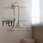 Afralia™ Ceramic Canopy LED Wall Lamp Copper Arm Modern Home Decor Applique Murale
