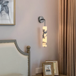 Carbon Steel LED Wall Lamp with Pull Chain Switch & Marble Stone Fixtures