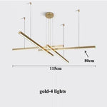 Modern Gold Black Led Pendant Lights, Dimmable, L80cm, Aluminium, Dining Room Hanging Lamp