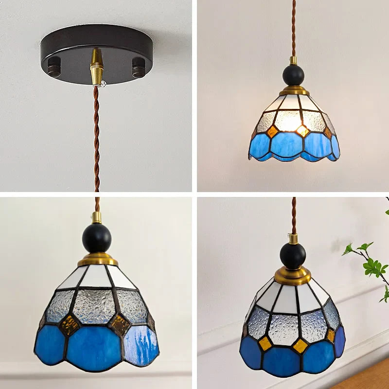 Afralia™ Tiffany Style Glass LED Pendant Lights for Home Decor