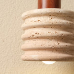 Yellow Travertine LED Pendant Light - Modern Nordic Adjustable Hanging Lamp