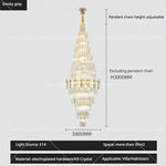 Hollow Spiral Staircase Chandelier | Modern Long Crystal Light for Villa Livingroom