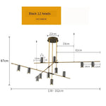 Modern Golden Metal LED Chandelier for Kitchen Dining Room Lighting