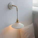 Pleats Ceramic LED Sconce Lamp with Adjustable Copper Arm for Bedroom Bathroom Mirror