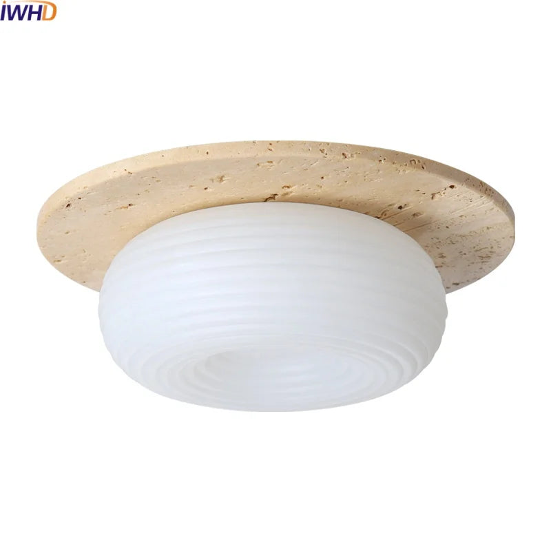 LED Ceiling Lamp Yellow Travertine - Nordic Acrylic Light for Living Room