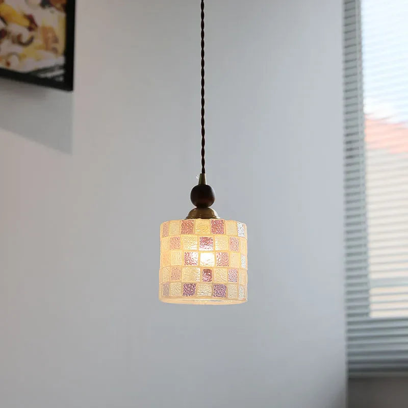 Wood LED Glass Pendant Light: Modern Nordic Adjustable Hanging Lamp