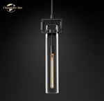LED Glass Cylinder Pendant Lights - Modern Kitchen Island Chandeliers